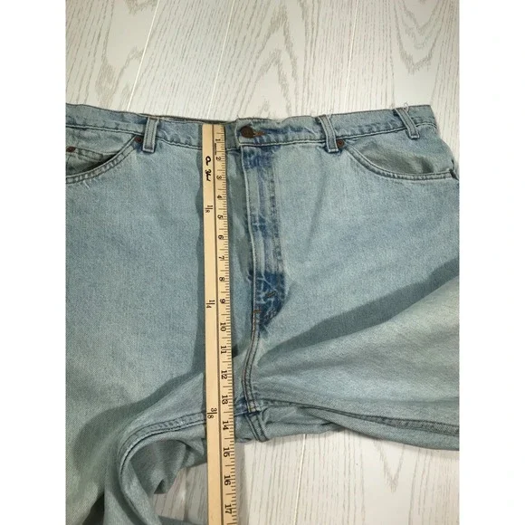 Vintage Levis Orange Tab Jeans Mens 42x32 Light Blue Relaxed Tapered Made In USA - Picture 4 of 12